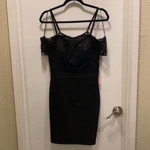 New strapless lace black dress size large
